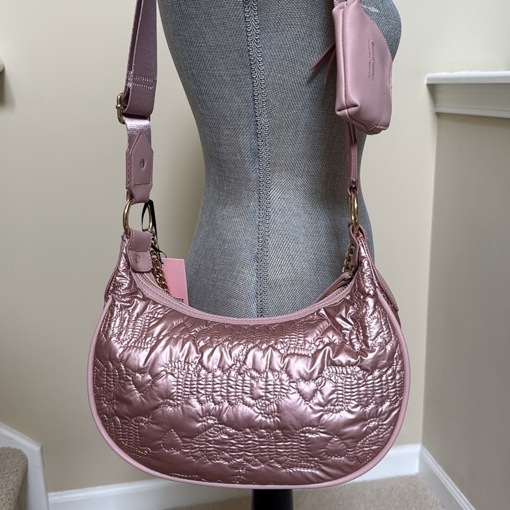 New Juicy Couture Pink Quilted Chain-handle or shoulder/Crossbody-strap Bag.